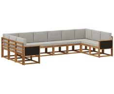 Lauko sofos komplektas 10 pcs Natūrali ir šviesiai pilka