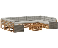Lauko sofos komplektas 10 pcs Natūrali ir šviesiai pilka
