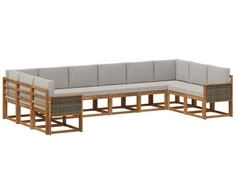 Lauko sofos komplektas 10 pcs Natūrali ir šviesiai pilka