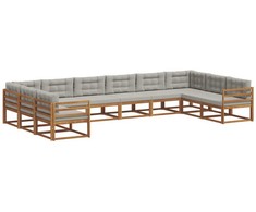 Lauko sofos komplektas 10 pcs Natūrali ir šviesiai pilka