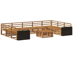 Lauko sofos komplektas 10 pcs Natūrali Kietos akacijos mediena