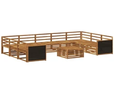 Lauko sofos komplektas 10 pcs Natūrali Kietos akacijos mediena