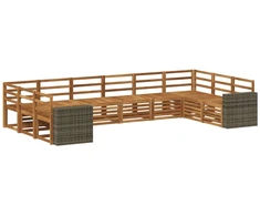 Lauko sofos komplektas 10 pcs Natūrali Kietos akacijos mediena