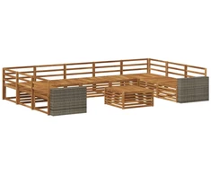 Lauko sofos komplektas 10 pcs Natūrali Kietos akacijos mediena