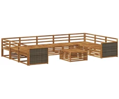 Lauko sofos komplektas 10 pcs Natūrali Kietos akacijos mediena