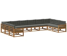 Lauko sofos komplektas 10 pcs Natūralus ir antracitas