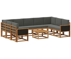 Lauko sofos komplektas 10 pcs Natūralus ir antracitas