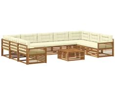 Lauko sofos komplektas 10 pcs Natūralus ir grietinėlė