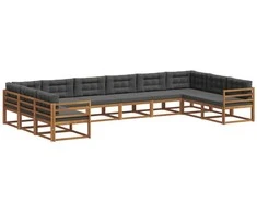 Lauko sofos komplektas 10 pcs Natūralus ir antracitas
