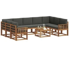 Lauko sofos komplektas 10 pcs Natūralus ir antracitas