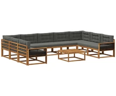 Lauko sofos komplektas 10 pcs Natūralus ir antracitas