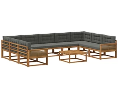 Lauko sofos komplektas 10 pcs Natūralus ir antracitas