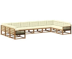 Lauko sofos komplektas 10 pcs Natūralus ir grietinėlė