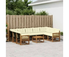 Lauko sofos komplektas 10 pcs Natūralus ir grietinėlė