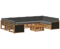 Lauko sofos komplektas 10 pcs Natūralus ir antracitas