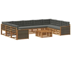 Lauko sofos komplektas 10 pcs Natūralus ir antracitas