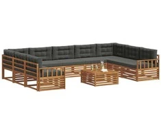 Lauko sofos komplektas 10 pcs Natūralus ir antracitas