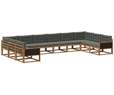 Lauko sofos komplektas 10 pcs Natūralus ir antracitas