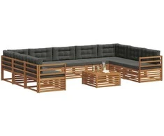 Lauko sofos komplektas 10 pcs Natūralus ir antracitas