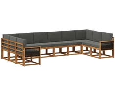 Lauko sofos komplektas 10 pcs Natūralus ir antracitas