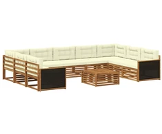 Lauko sofos komplektas 10 pcs Natūralus ir grietinėlė