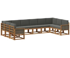 Lauko sofos komplektas 10 pcs Natūralus ir antracitas