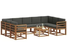 Lauko sofos komplektas 10 pcs Natūralus ir antracitas