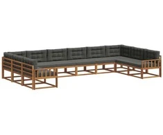 Lauko sofos komplektas 10 pcs Natūralus ir antracitas