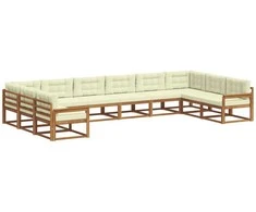Lauko sofos komplektas 10 pcs Natūralus ir grietinėlė