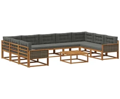 Lauko sofos komplektas 10 pcs Natūralus ir antracitas