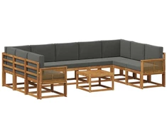 Lauko sofos komplektas 10 pcs Natūralus ir antracitas