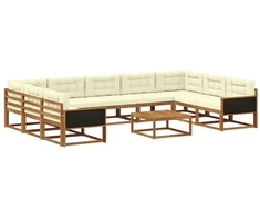 Lauko sofos komplektas 10 pcs Natūralus ir grietinėlė
