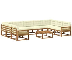 Lauko sofos komplektas 10 pcs Natūralus ir grietinėlė