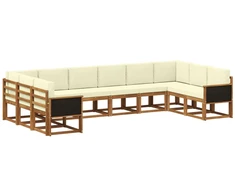 Lauko sofos komplektas 10 pcs Natūralus ir grietinėlė