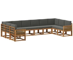 Lauko sofos komplektas 10 pcs Natūralus ir antracitas