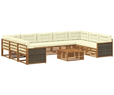 Lauko sofos komplektas 10 pcs Natūralus ir grietinėlė