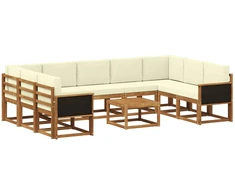 Lauko sofos komplektas 10 pcs Natūralus ir grietinėlė