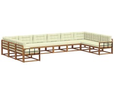 Lauko sofos komplektas 10 pcs Natūralus ir grietinėlė