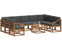 Lauko sofos komplektas 10 pcs Natūralus ir antracitas