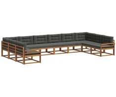 Lauko sofos komplektas 10 pcs Natūralus ir antracitas