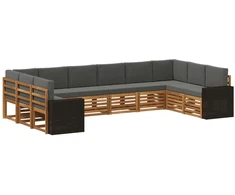 Lauko sofos komplektas 10 pcs Natūralus ir antracitas