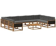 Lauko sofos komplektas 10 pcs Natūralus ir antracitas
