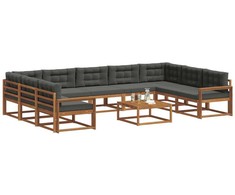 Lauko sofos komplektas 10 pcs Natūralus ir antracitas