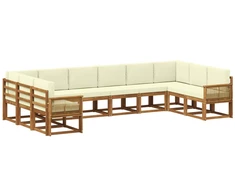 Lauko sofos komplektas 10 pcs Natūralus ir grietinėlė