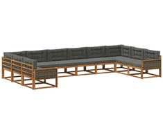 Lauko sofos komplektas 10 pcs Natūralus ir antracitas