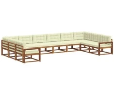 Lauko sofos komplektas 10 pcs Natūralus ir grietinėlė