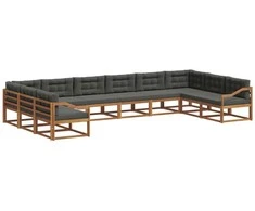 Lauko sofos komplektas 10 pcs Natūralus ir antracitas