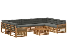 Lauko sofos komplektas 10 pcs Natūralus ir antracitas