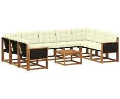 Lauko sofos komplektas 10 pcs Natūralus ir grietinėlė