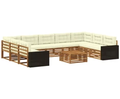 Lauko sofos komplektas 10 pcs Natūralus ir grietinėlė